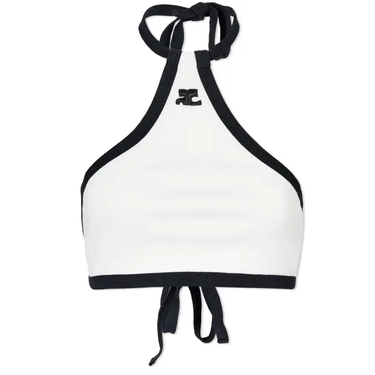 

Топ Courrèges Light Ribs Contrast Crop Top, белый/черный