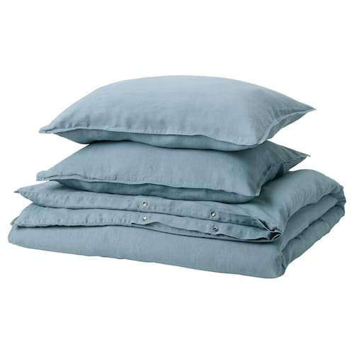 комплект белья ikea bergkorsort lined sheet and 2 pillowcases 3 предмета 240x220 50x60 см белый серый Комплект постельного белья Ikea Dytag, 3 предмета, 240x220/50x60 см, голубой