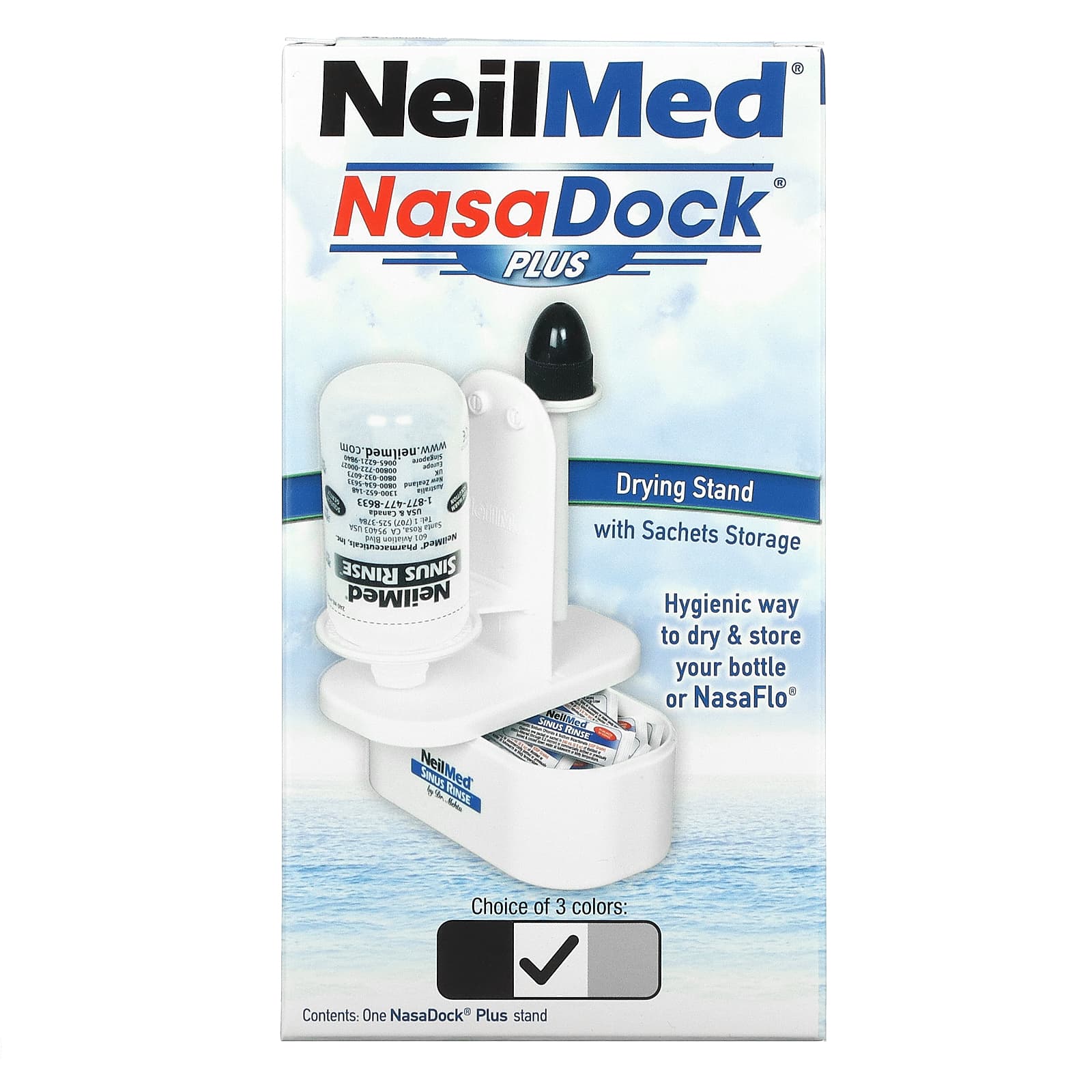 Подставка NasaDock Plus NeilMed для саше, белая neilmed nasadock plus подставка для саше белая 1 штатив nasadock plus