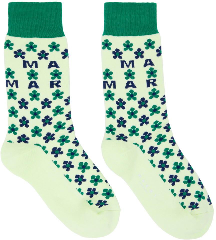 

Зеленые носки с микроцветами Marni