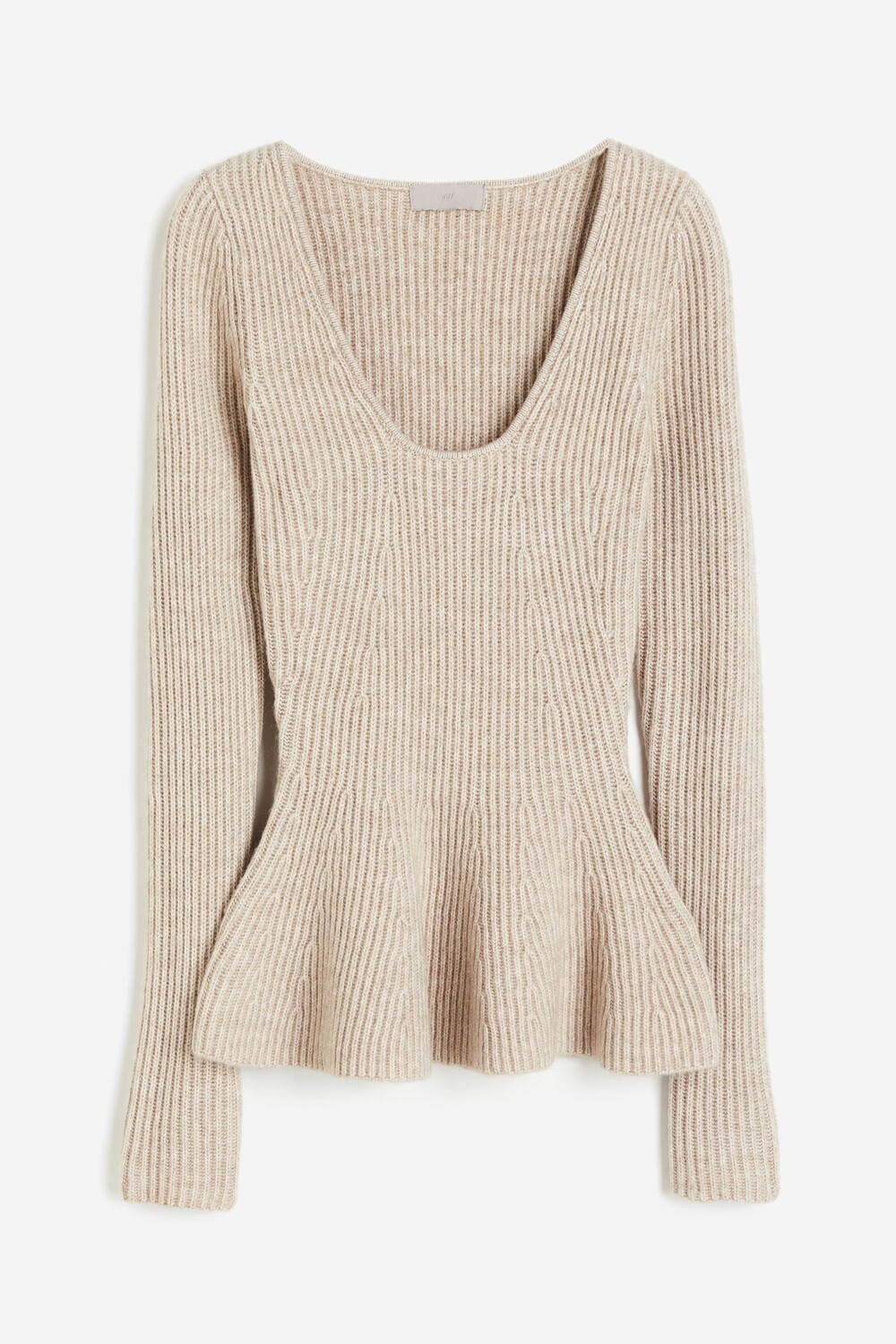 

Джемпер H&M Rib-knit Peplum, бежевый