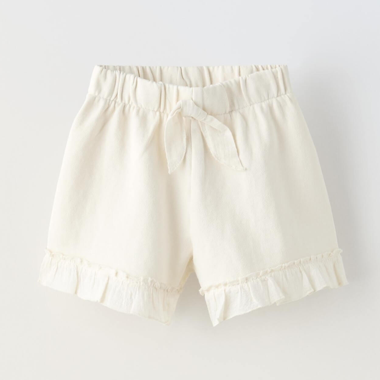 Шорты Zara Plush Bermuda With Bow And Ruffles, белый шорты с аппликациями на 9 12 месяцев