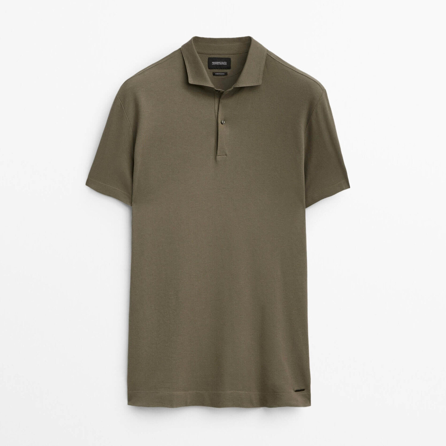 

Поло Massimo Dutti Cotton Linen Blend, оливковый