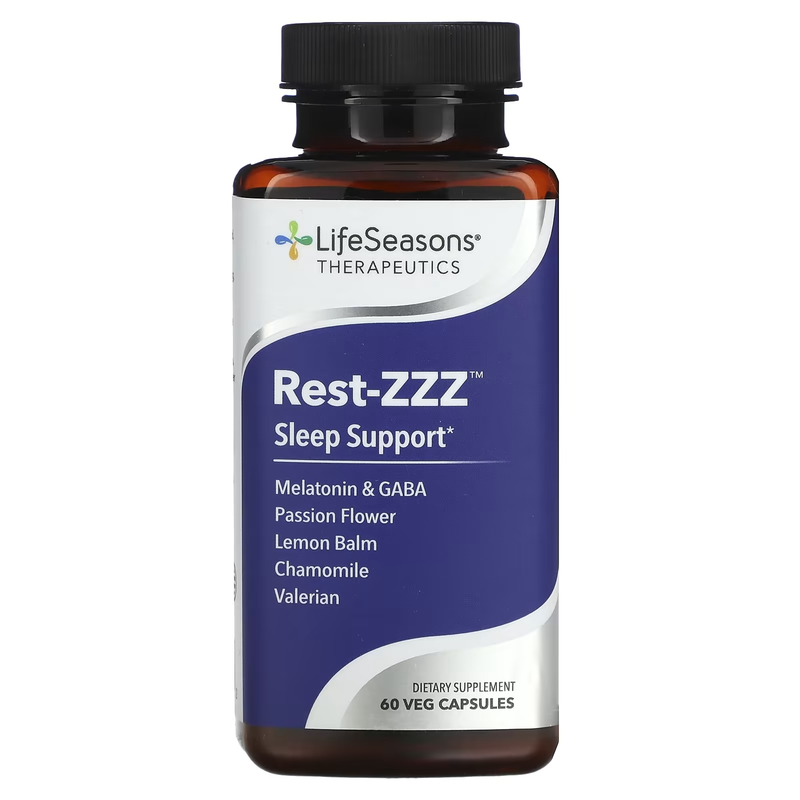 Снотворное LifeSeasons Rest-ZZZ, 60 вегетарианских капсул lifeseasons rest zzz поддержка сна без мелатонина 60 растительных капсул
