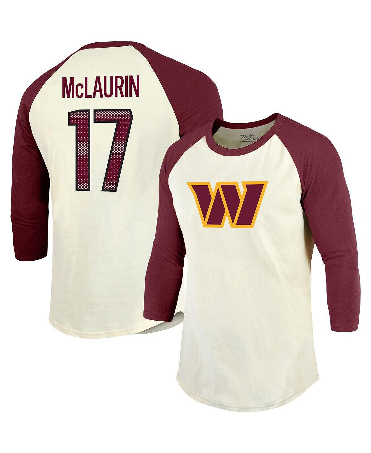 

Мужские нитки terry mclaurin cream, burgundy футболка washington commanders с именем и номером и рукавом 3/4 с рукавом реглан Majestic, мульти