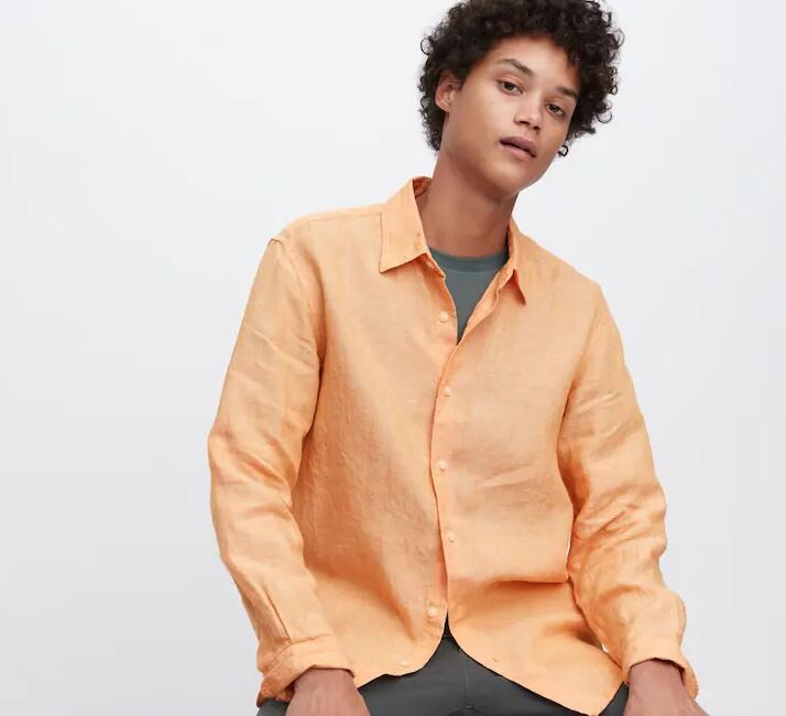 

Рубашка классического кроя из льна премиум-класса Uniglo Premium Linen Regular Fit, оранжевый