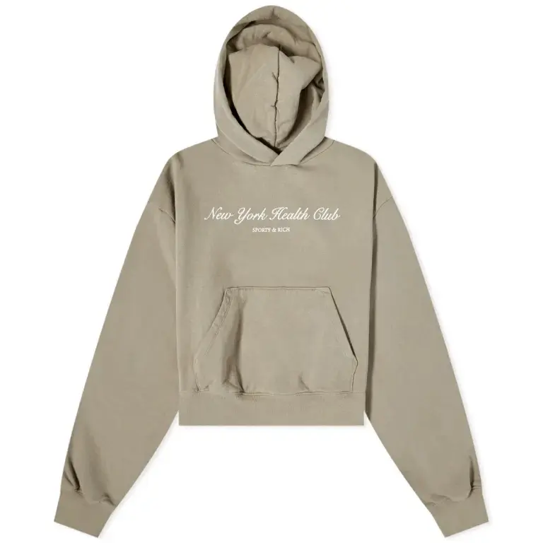 

Худи Sporty & Rich Ny Health Club Cropped Hoody, слоновая кость, Бежевый
