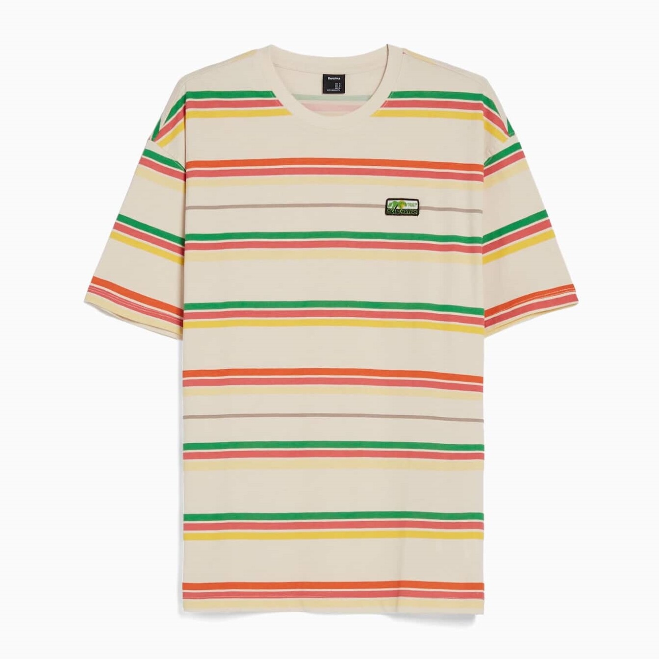 

Футболка Bershka Striped Boxy Fit Short Sleeve, мультиколор