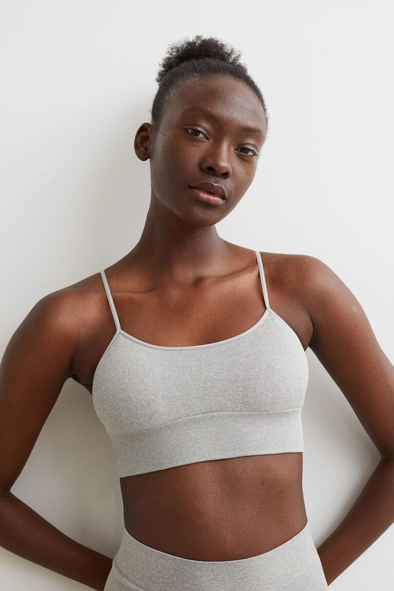 

Бесшовный бюстгальтер без косточек H&M, светло-серый