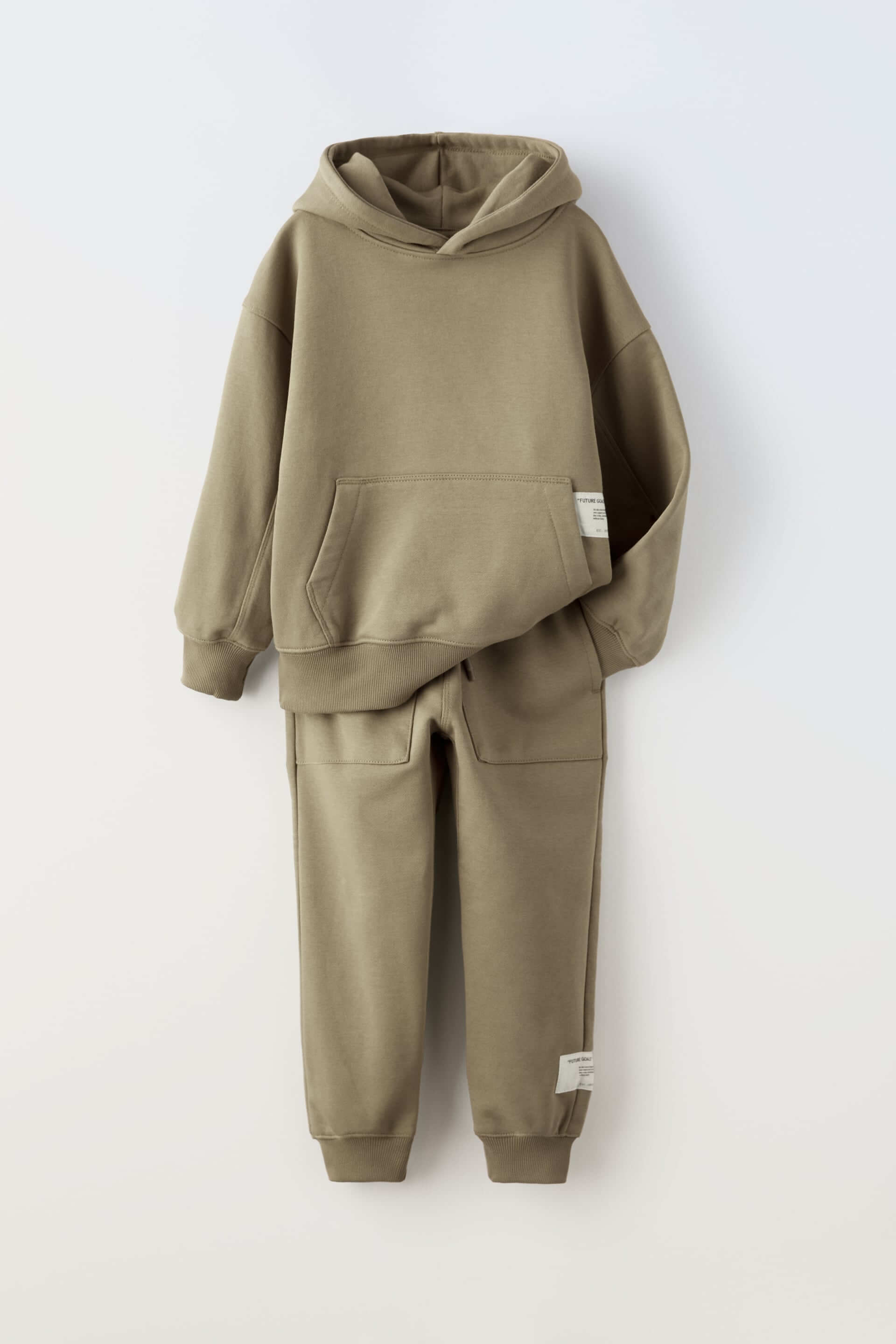 Комплект из худи и брюк Zara Plush, 2 предмета, коричневый/серо-коричневый комплект zara kids plush 2 предмета темно серый