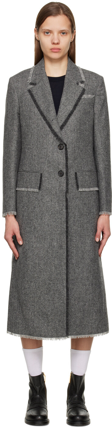 

Серое пальто с бахромой Thom Browne, Серый