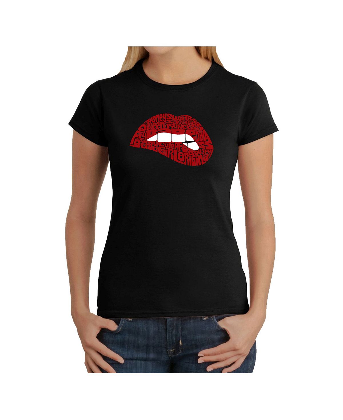 Женская футболка word art - savage lips LA Pop Art, черный дикари dvd