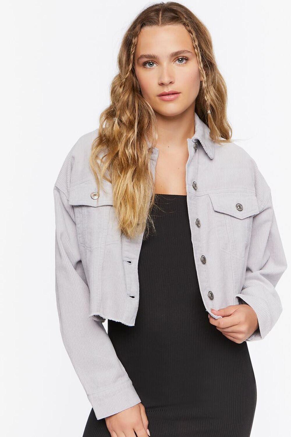 

Укороченная вельветовая куртка с потертостями Forever 21, серебряный