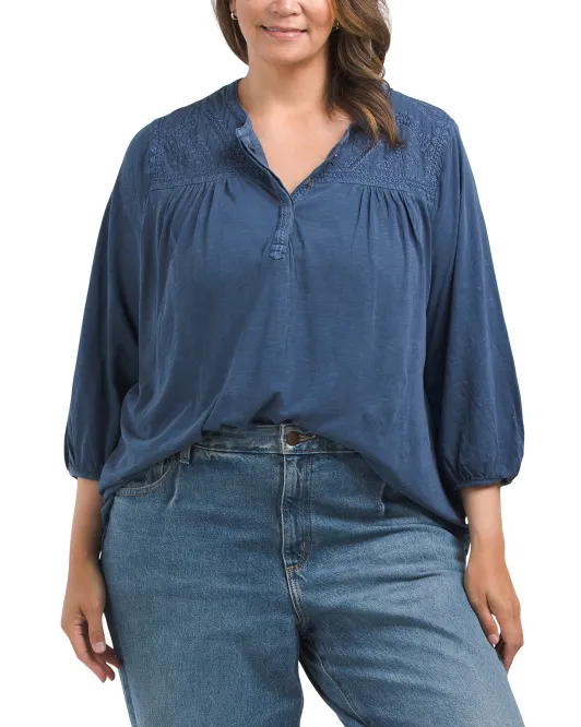 

Плюс топ с вышивкой Lucky Brand, цвет Dark Denim