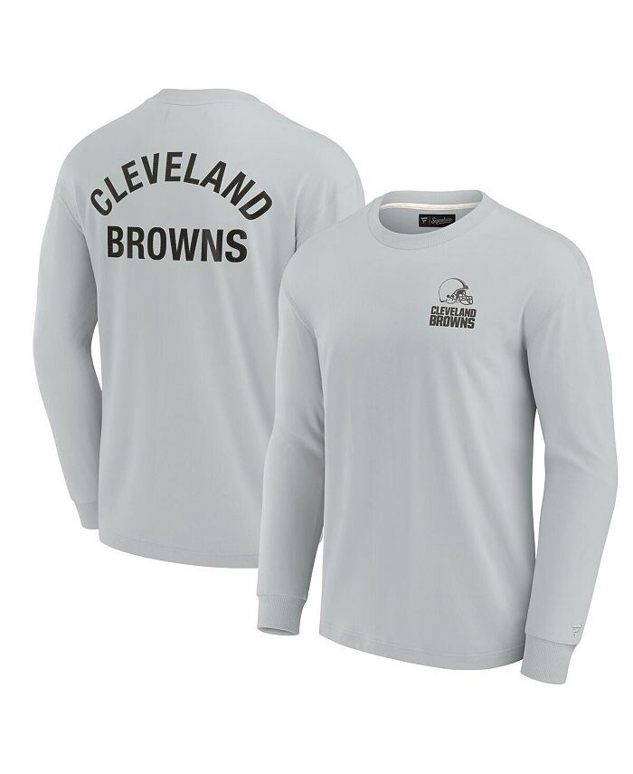 

Мужская и женская серая супермягкая футболка Cleveland Browns с длинным рукавом Fanatics Signature, серый