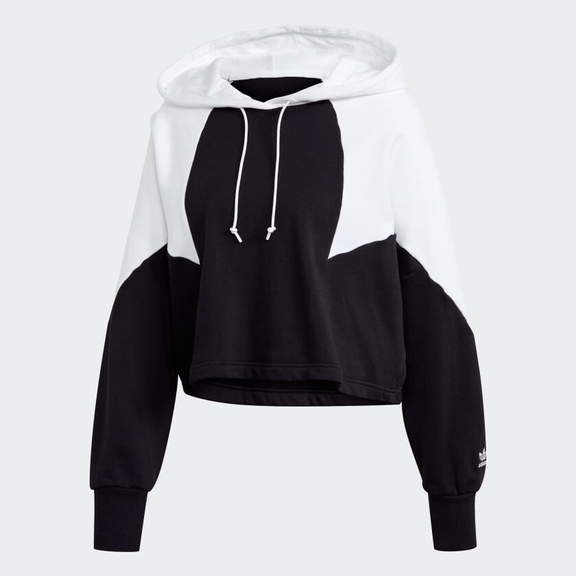 

Худи Adidas Large Logo Crop, черный/белый