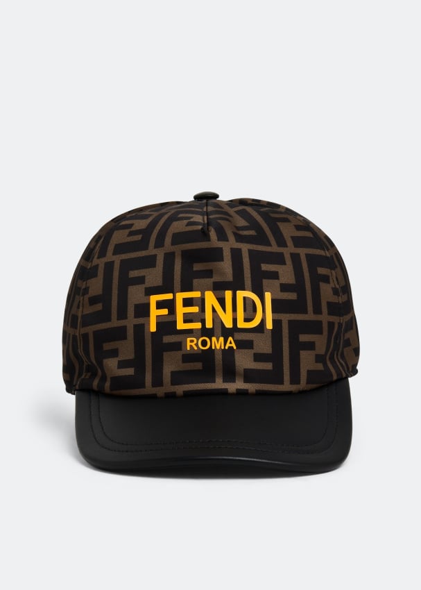 Кепка FENDI Junior FF cap, коричневый бейсболка шестипанельная акриловая с кожаным козырьком