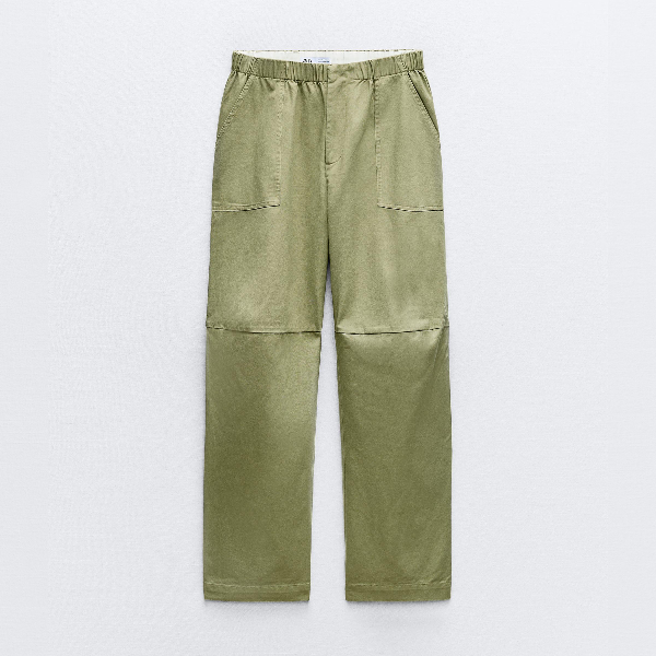 Брюки Zara Slouchy Jogging, светло-зеленый брюки прямые бумажные с завышенной талией 44 fr 50 rus зеленый