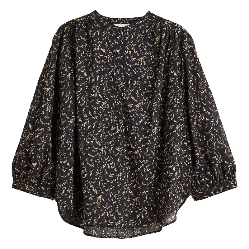 

Блузка H&M Cotton, черный с цветочным узором