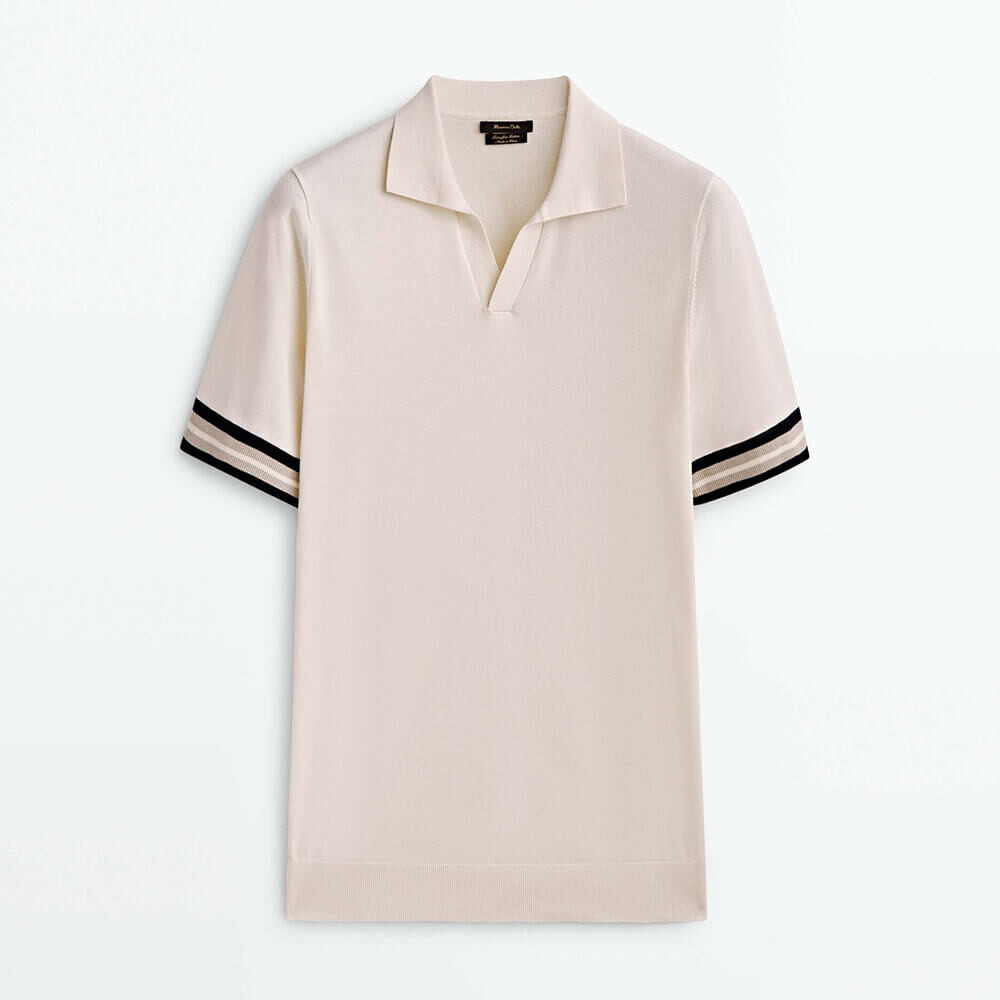 

Футболка Massimo Dutti Contrast Short Sleeve Polo, кремовый