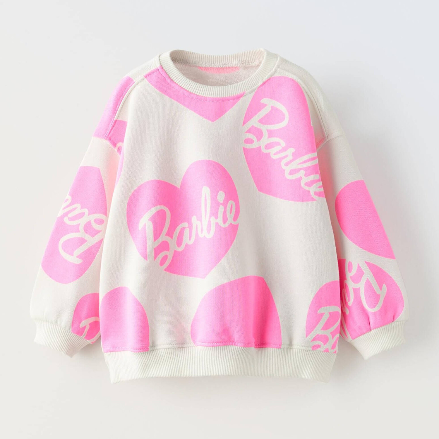 Толстовка Zara Barbie Mattel Heart, молочный/розовый