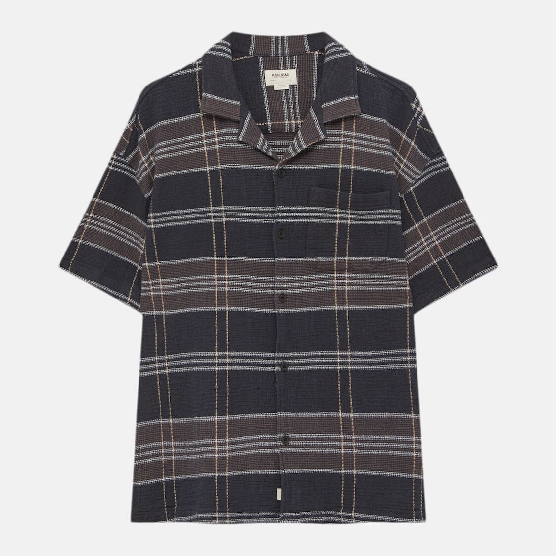 

Рубашка Pull&Bear Short Sleeve Checked, темно-синий