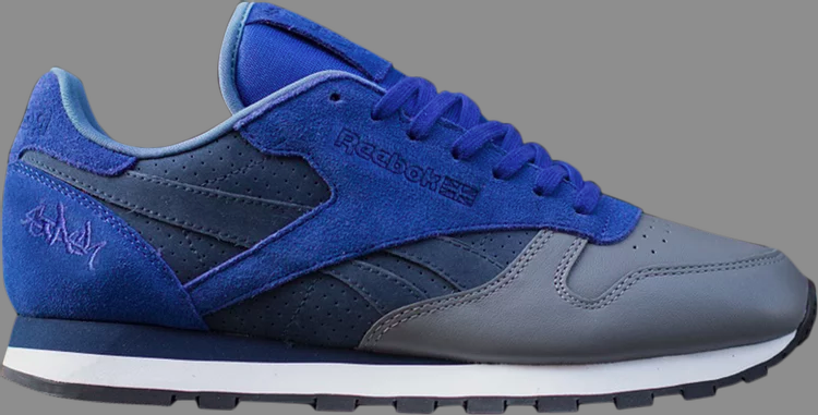 Кроссовки stash x classic leather r12 'ultramarine' Reebok, синий - фото