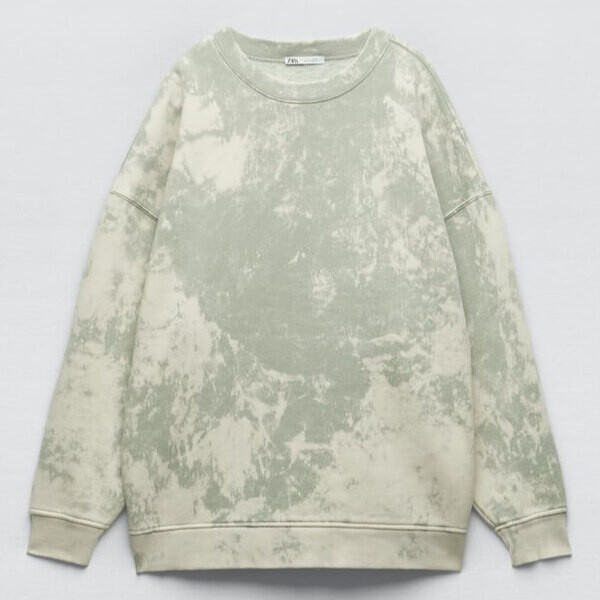 

Свитшот Zara Oversize Faded, зеленый/экрю