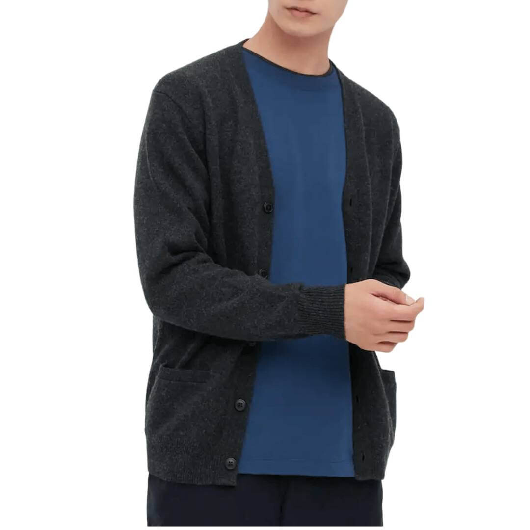 

Кардиган Uniqlo Premium Lambswool, темно-серый