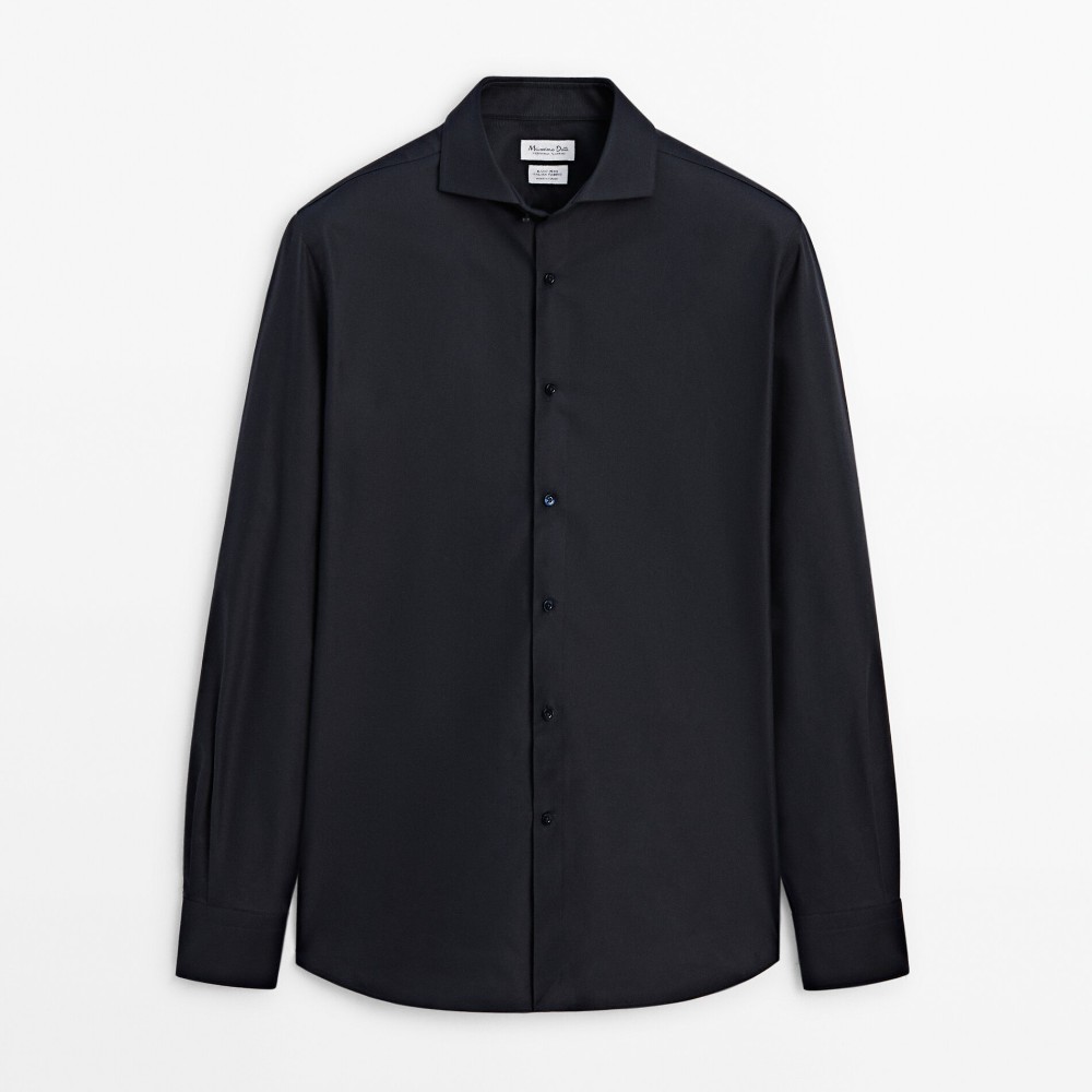 Рубашка Massimo Dutti Slim Fit Easy Iron Oxford, темно-синий классическая рубашка оксфорд из 100% хлопка esprit белый
