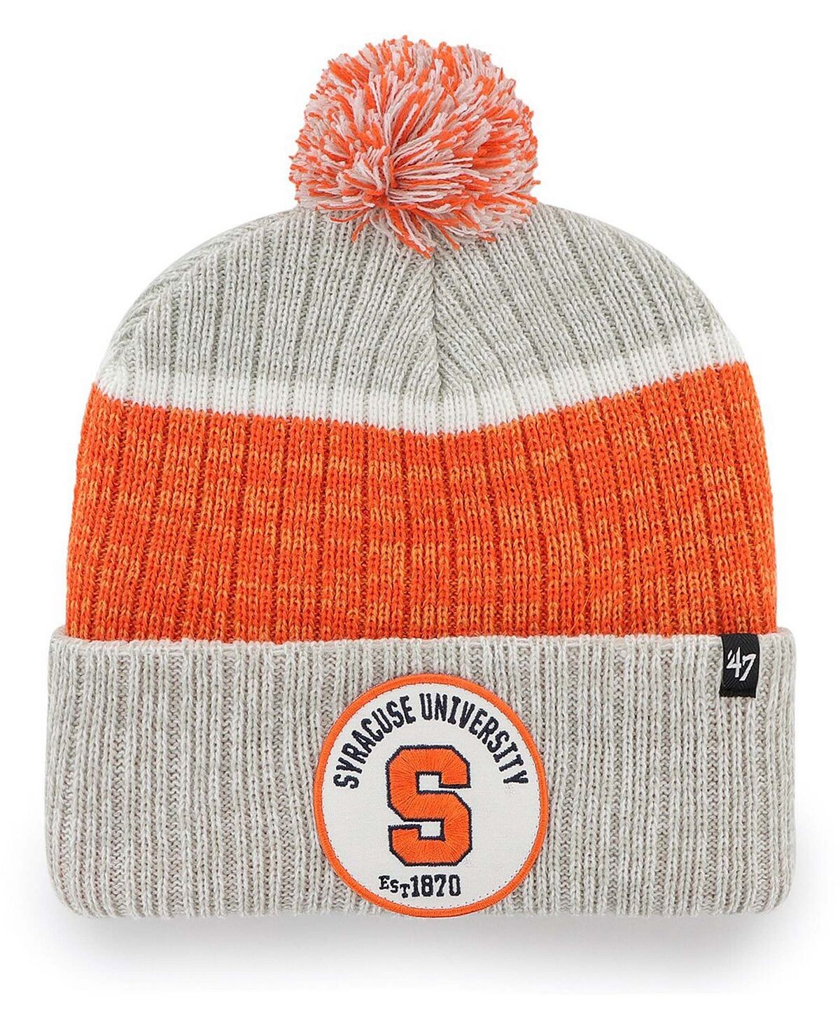 

Мужская серая вязаная шапка Syracuse Orange Holcomb с манжетами и помпоном '47 Brand