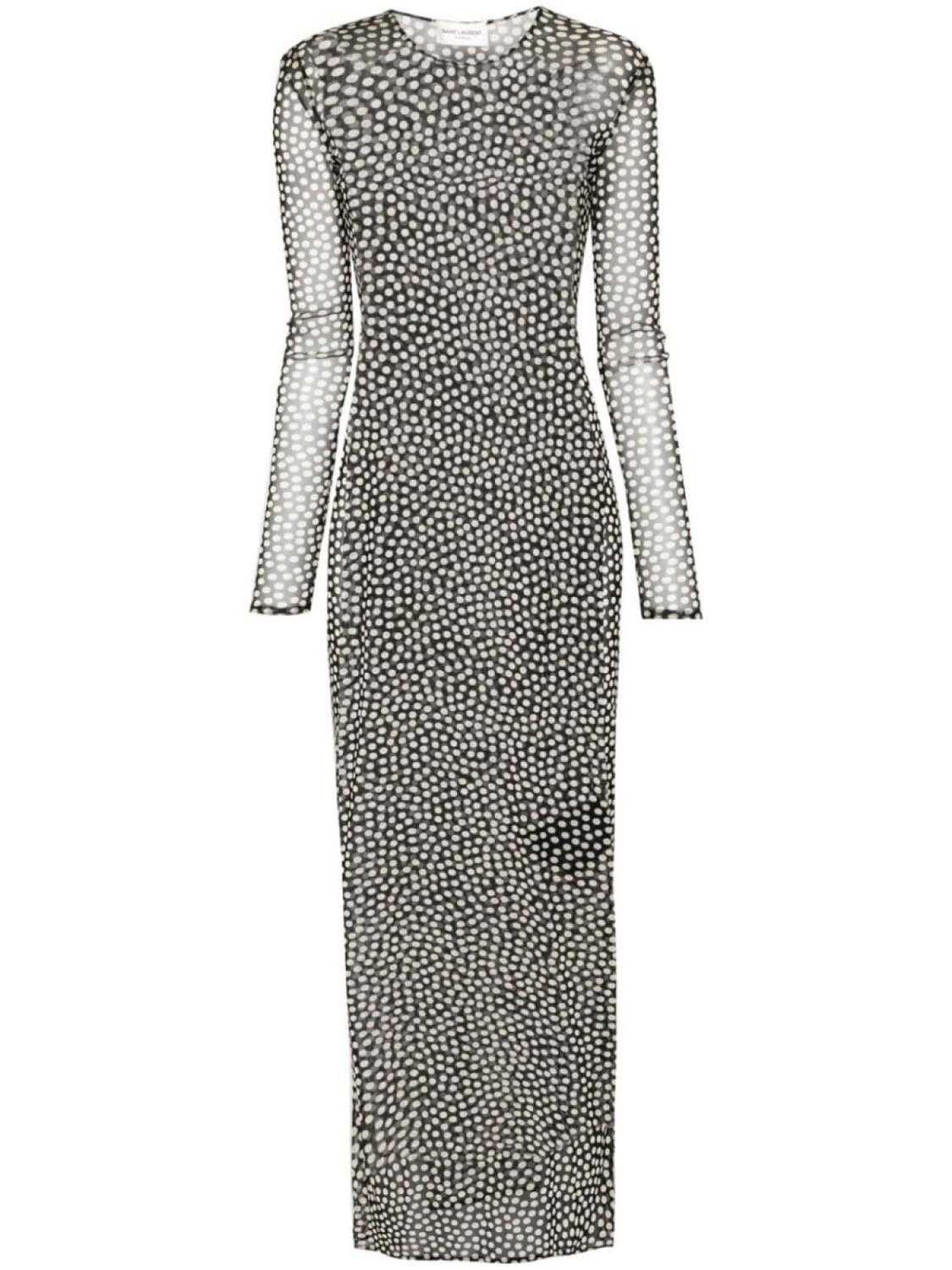 

Saint Laurent сетчатое платье макси в горох, черный