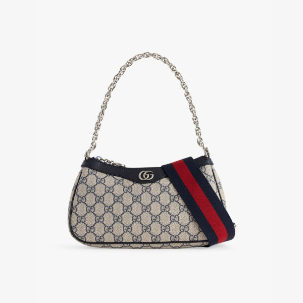 

Сумка через плечо из холста с монограммным узором Ophidia Gucci, синий