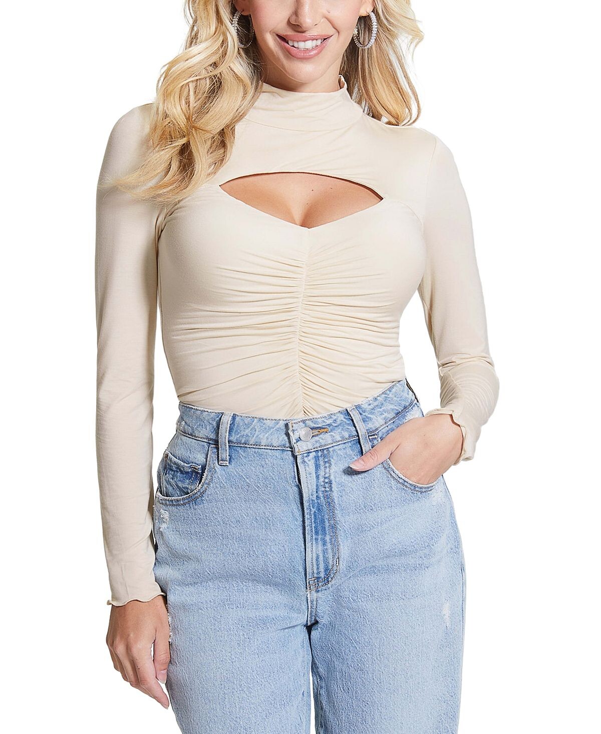 

Топ eco brienna с вырезами и сборками спереди GUESS