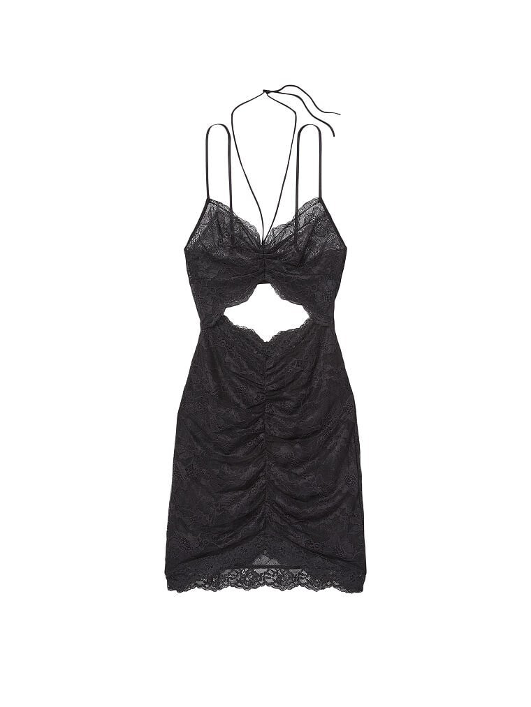 

Платье Victoria's Secret Ruched Lace Slip, черный