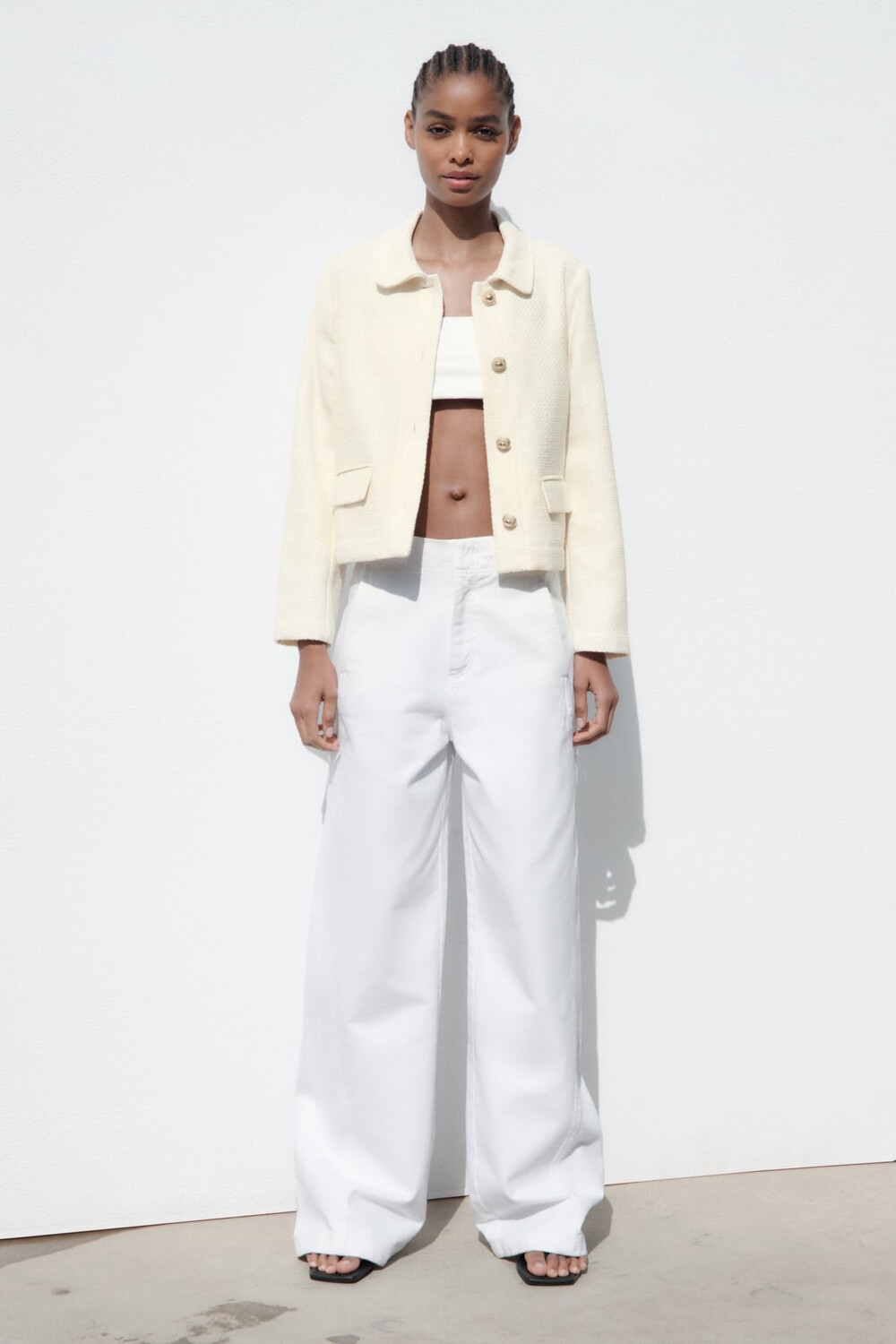 

Куртка из текстурированной клетки ZARA, экру