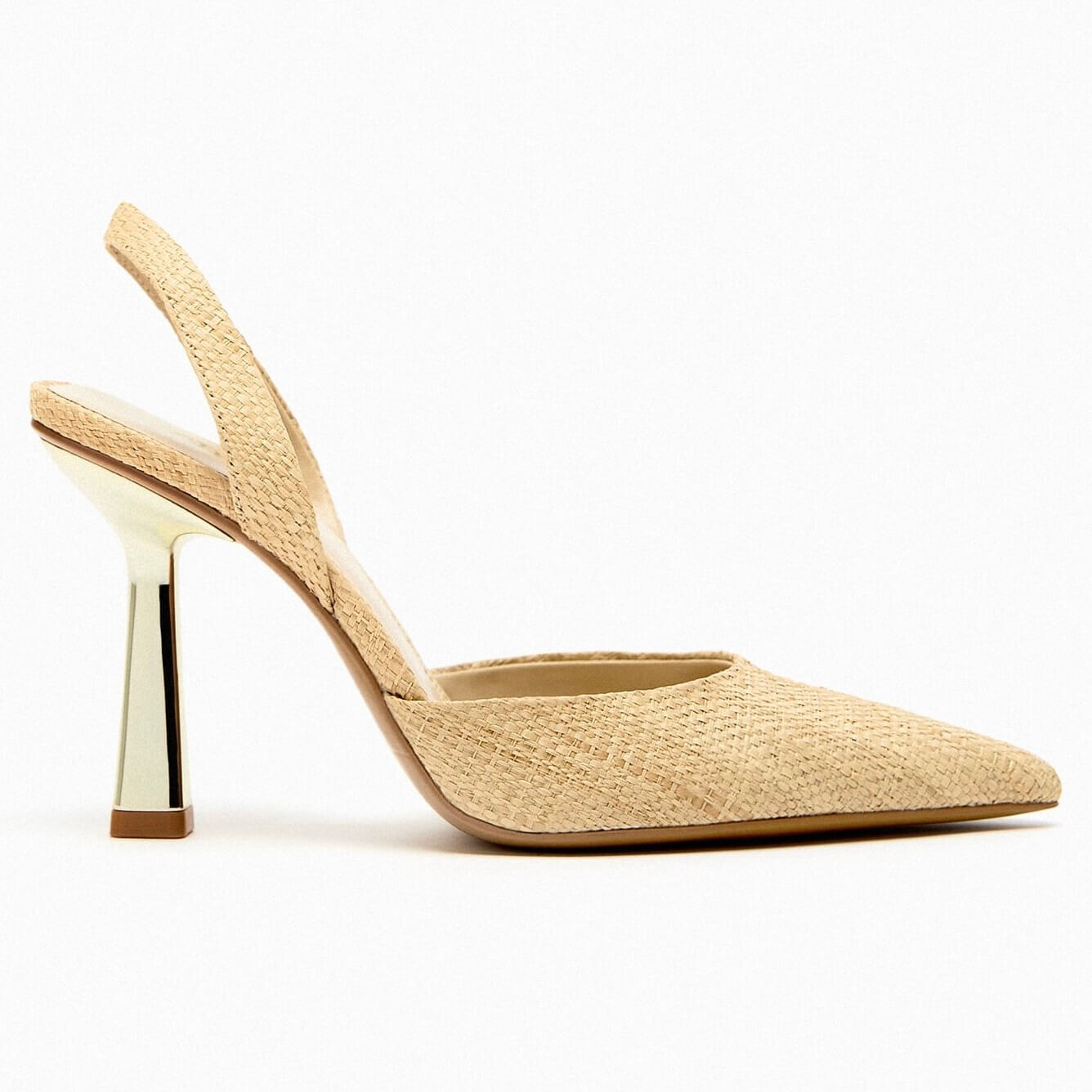 

Туфли Zara Slingback Raffia, бежевый