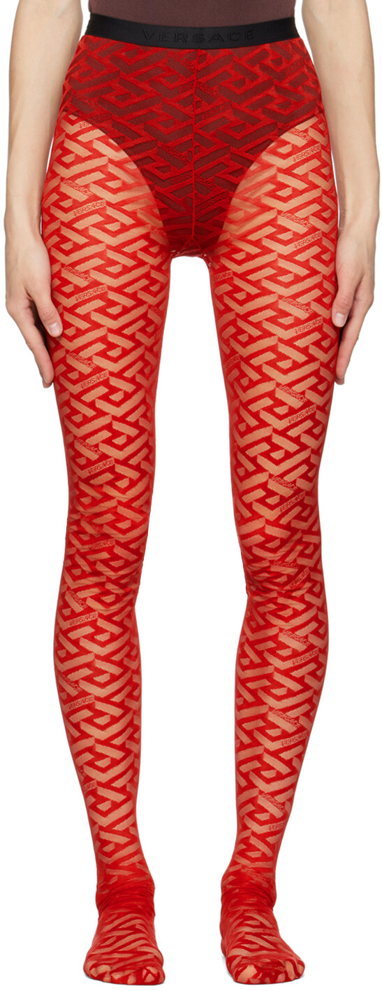 

Красные колготки с монограммой Versace