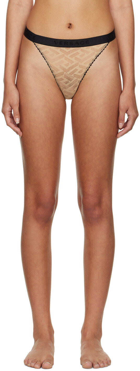 

Бежевые стринги La Greca Versace Underwear