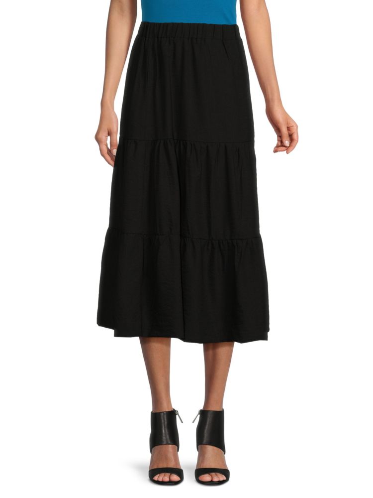 Многоярусная юбка-миди Yal New York, черный многоярусная мини юбка allison new york красный