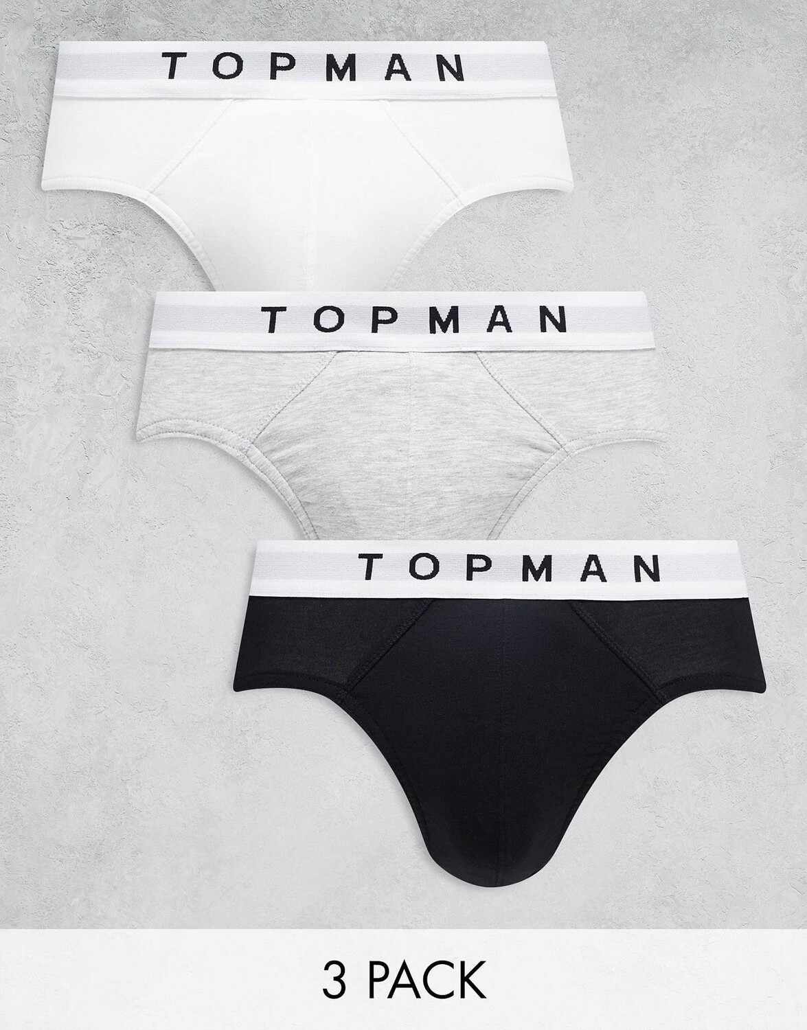 

Комплект трусов Topman With White Elastic, 3 шт, черный/белый/серый