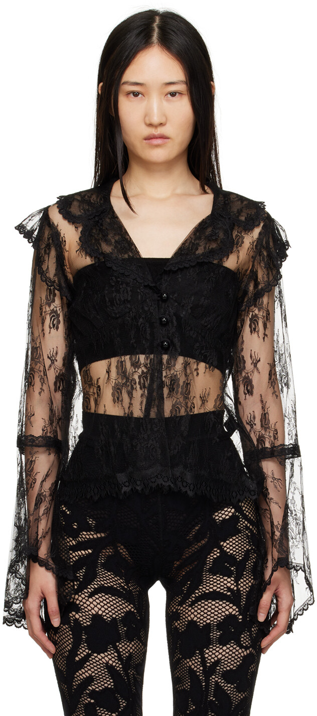 

Черная прозрачная блузка Anna Sui