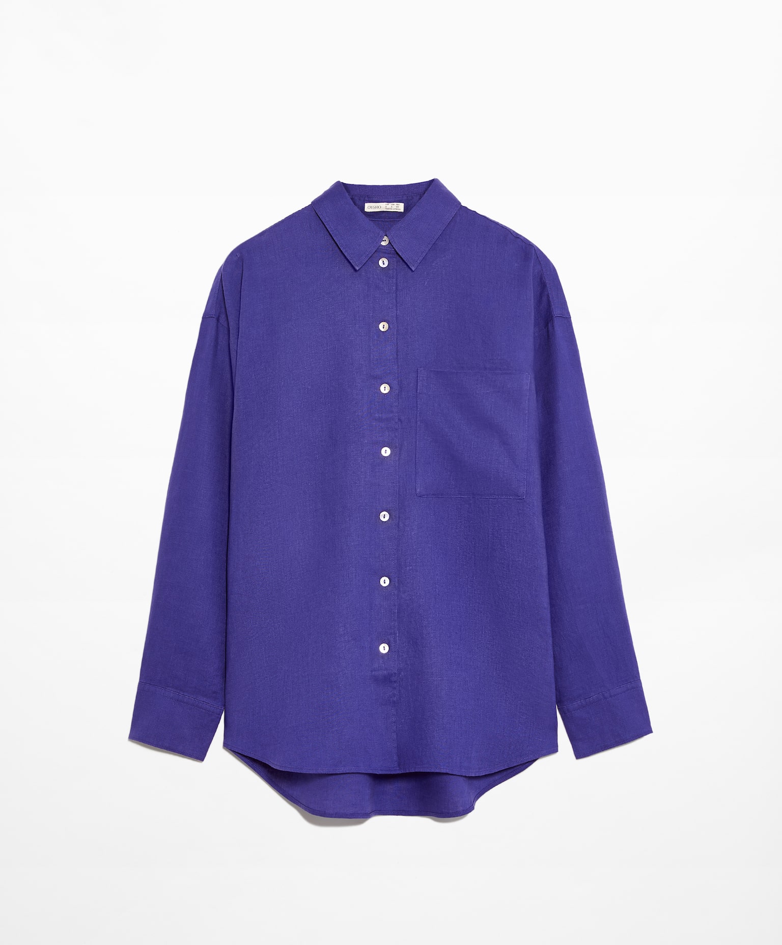 Рубашка Oysho Linen Long Sleeved, синий рубашка oysho linen long sleeved коричневый