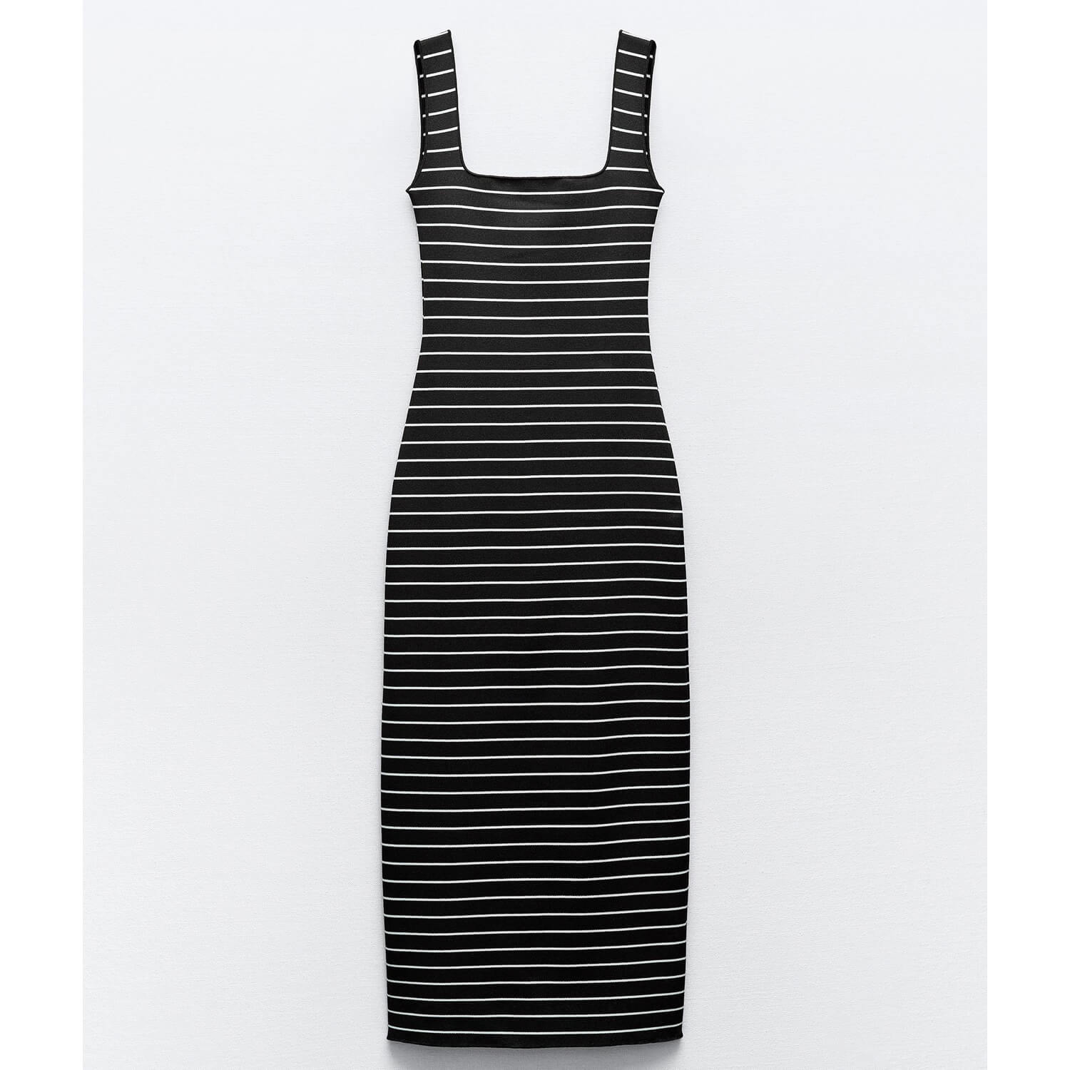 цена Платье Zara Stretch Knit Midi, черный/белый