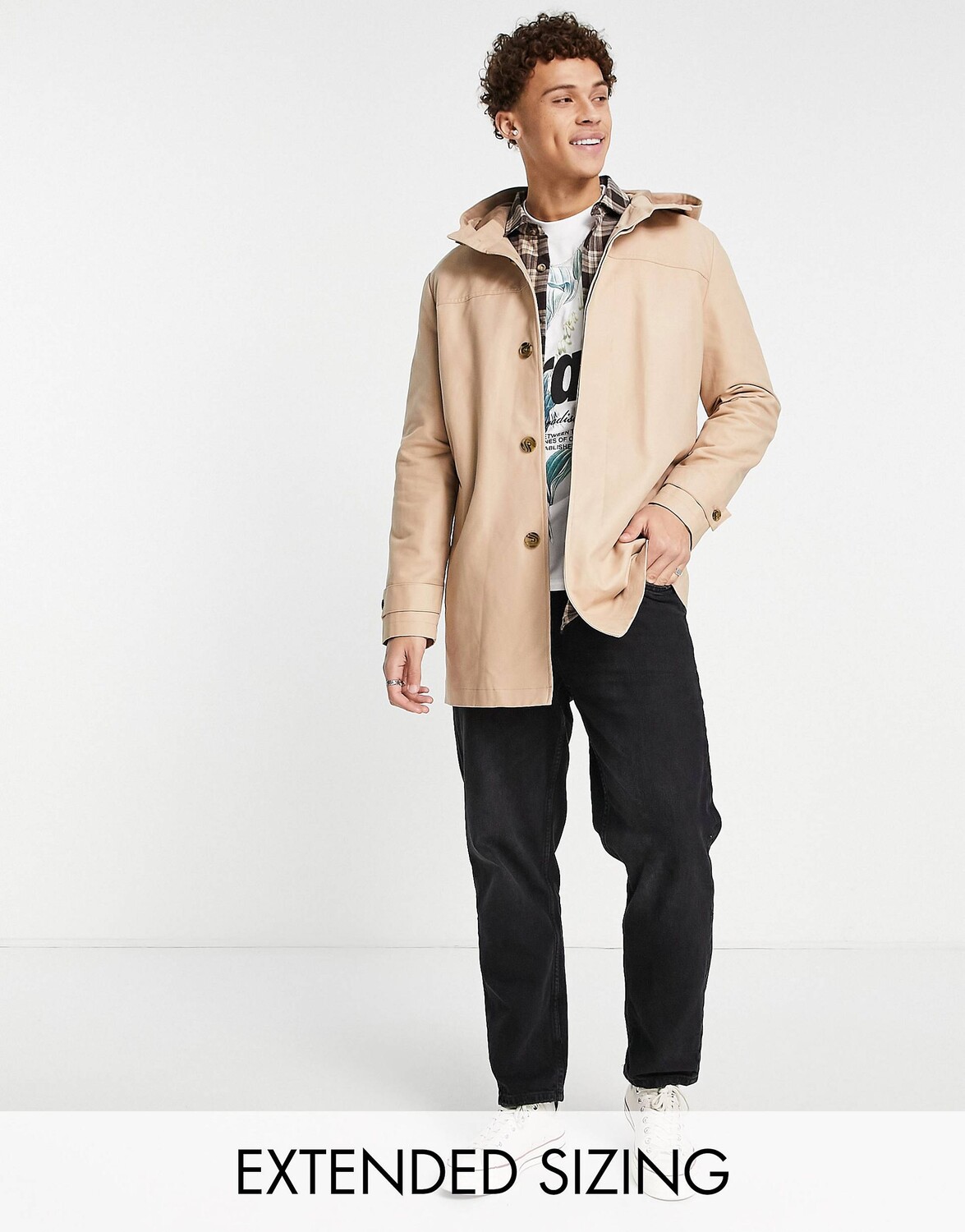 

Тренч с капюшоном и защитой от дождя ASOS DESIGN из камня