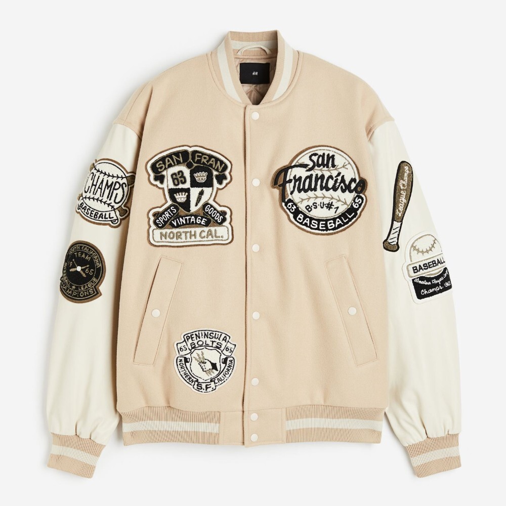 

Куртка H&M Loose Fit Baseball, бежевый