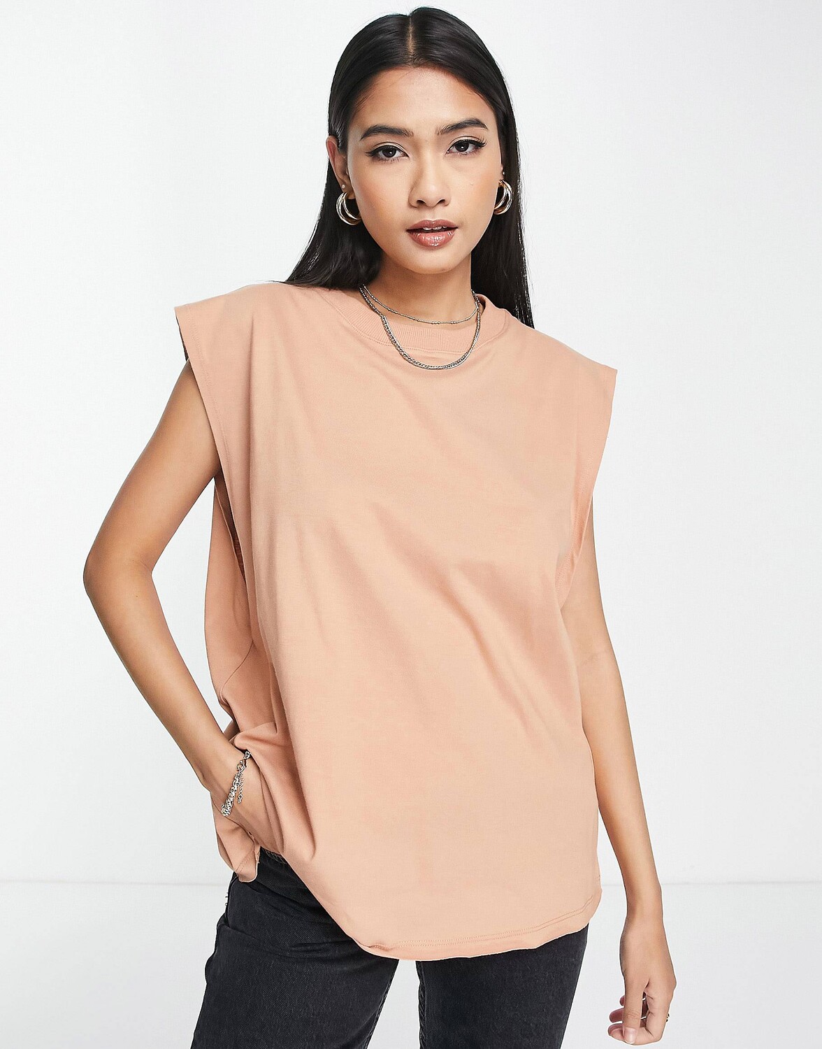 

Светло-коричневая широкая майка без рукавов ASOS DESIGN