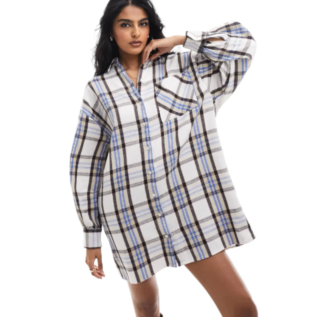 

Платье Asos Design Oversized Mini Check, бежевый