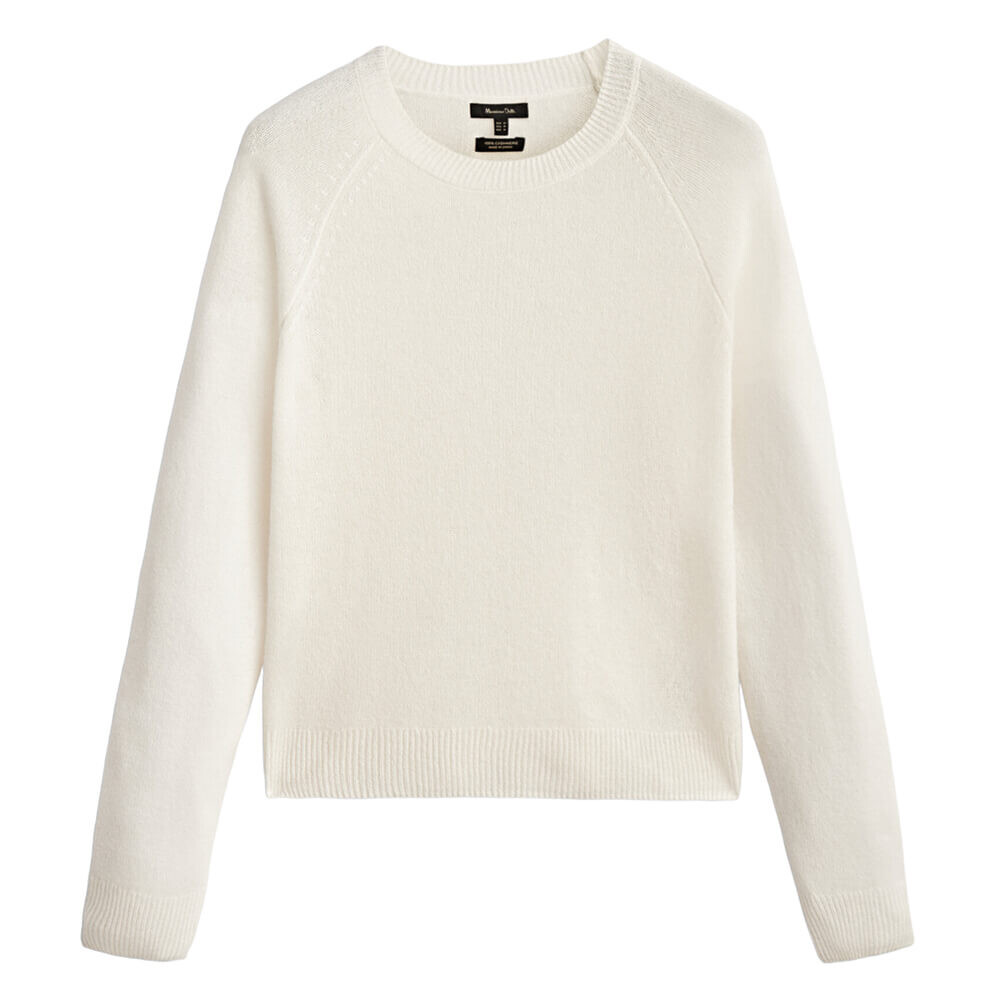 

Джемпер Massimo Dutti Cashmere Crew Neck, кремовый