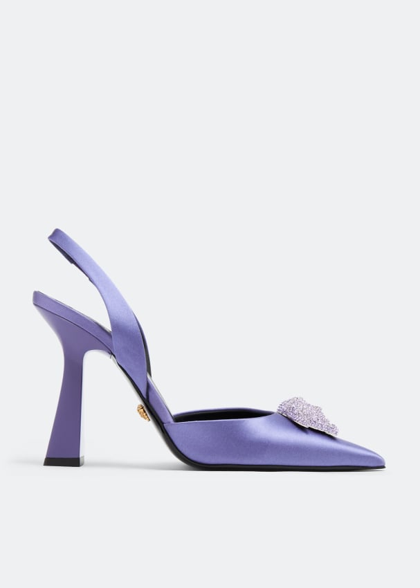 Туфли VERSACE La Medusa slingback pumps, фиолетовый заостренные туфли с ремешком на пятке
